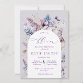 パープル+ラベンダーフローラブライダルシャワー招待 招待状 (正面)