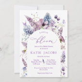 パープル+ラベンダーフローラブライダルシャワー招待 招待状 (正面)