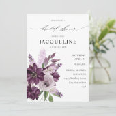 パープル&ラベンダーフローラブライダルシャワー 招待状 (スタンド正面)