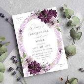 パープル&ラベンダーフローラ結婚リングや輪のV2 招待状