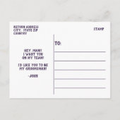 パープル ラベンダーライラック、あなたは僕の結婚式の仲人になってくれる？ インビテーションポストカード (裏面)