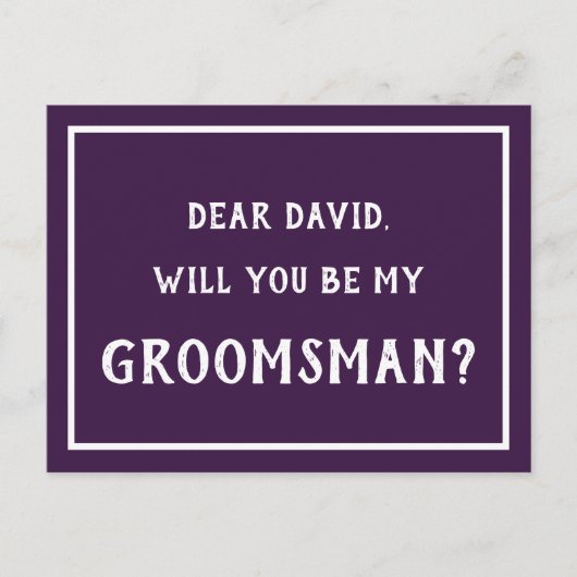 パープル ラベンダーライラック、あなたは僕の結婚式の仲人になってくれる？ インビテーションポストカード (正面)