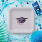 パープル&ラベンダー卒業キャップ紙プレート ペーパープレート (パーティー)