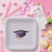 パープル&ラベンダー卒業キャップ紙プレート ペーパープレート (パーティー)