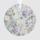 パープル ラベンダー クリーム ローズ フローラル ブライダル シャワー オーナメント (裏面)