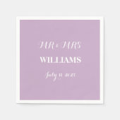 パープル ラベンダー シンプル スクリプト ミニマリスト ウェディング スタンダードカクテルナプキン (正面)