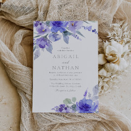 パープル ラベンダー & バイオレット フローラル ウェディング 招待状
