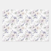 パープル ラベンダー フラワーブライダルシャワー ラッピングペーパーシート (正面2)