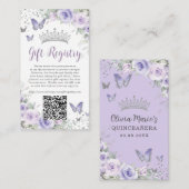 パープル ラベンダー フラワー キンセアニエラ ギフト レジストリー エンクロージャーカード (正面/裏面)