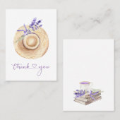 パープル ラベンダー フラワー ストローハット サンクス 名刺 (正面/裏面)