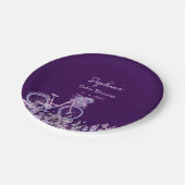 パープル ラベンダー フラワー 自転車 ベビーシャワー プレート (アングル)