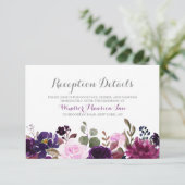 パープル ラベンダー フローラル ボーホー ウェディング レセプション カード (スタンド正面)