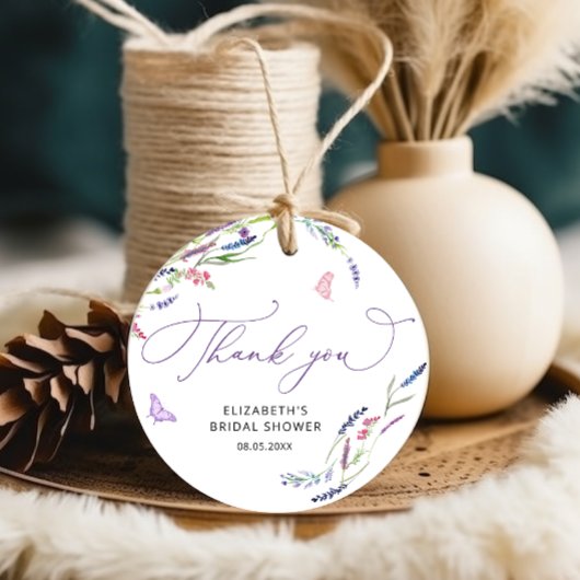 パープル ラベンダー ブライダルシャワー サンクス フェイバータグ