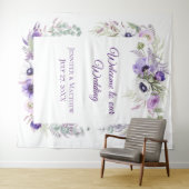 パープル ラベンダー & ホワイト アネモネ 花柄 | タペストリ タペストリー (インサイチュ(横))