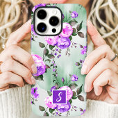 パープル ラベンダー モノグラム フラワー Case-Mate iPhoneケース