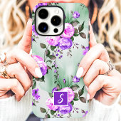 パープル ラベンダー モノグラム フラワー Case-Mate iPhoneケース
