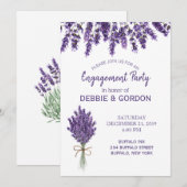 パープル ラベンダー リラックマ フラワー ウェディング 婚約 招待状 (正面/裏面)