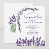 パープル ラベンダー リラックマ フラワー ウェディング 婚約 招待状 (正面/裏面)