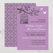 パープル ラベンダー ルージュ バードケージ 招待状 (正面/裏面)