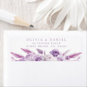 パープル ラベンダー ローズ ウェディング 返送先ラベル ラベル (インサイチュ)