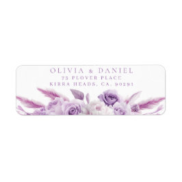 パープル ラベンダー ローズ ウェディング 返送先ラベル ラベル