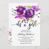 パープル ラベンダー 花のベビーシャワー招待状 招待状 (正面/裏面)