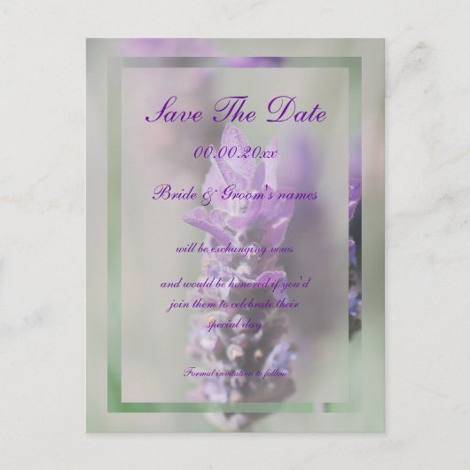パープル ラベンダー 花の結婚式 | オーダーメイド 案内ポストカード (正面)