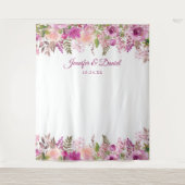 パープル ラベンダー 花の結婚式 フォトブース 背景 タペストリー (正面)