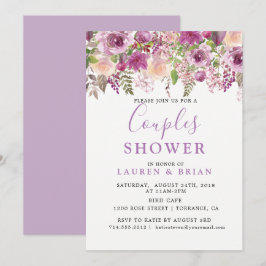 パープル ラベンダー 花柄 男女共用 カップルシャワー 招待状