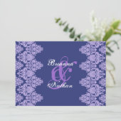 パープル&ラベ王室のンダーダマスクウェディング招待状 招待状 (スタンド正面)