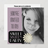 パープル·ラージ·フォトガールズ·スイート16パーティー 招待状 (正面/裏面)