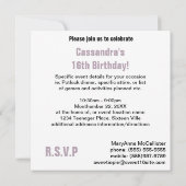 パープル·ラージ·フォトガールズ·スイート16パーティー 招待状 (裏面)