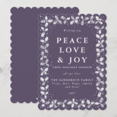 パープル リノプリント ホリー+ベリー ボーダー フラット シーズンカード (正面/裏面)