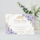 パープル リラックマ フラワー キンセアニエラ ゴールド クラウン ティアラ 出欠カード (スタンド正面)