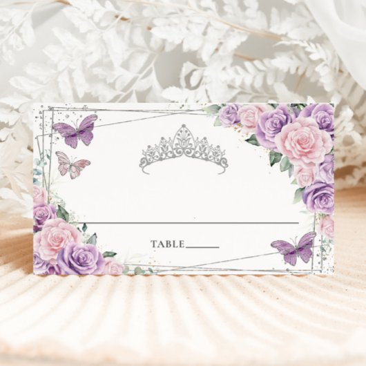 パープル リラック ピンク フラワーバタフライ キンセアニエラ プレイスカード