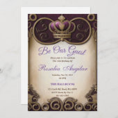 パープル ロイヤルティ スウィート 16 招待状 (正面/裏面)