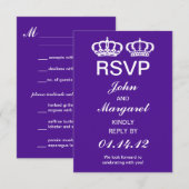 パープル ロイヤル カップル RSVP カード (正面/裏面)