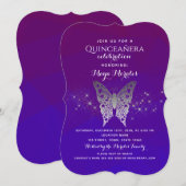 パープル ロイヤル ブルー キンセアニエラ ご招待状 招待状 (正面/裏面)