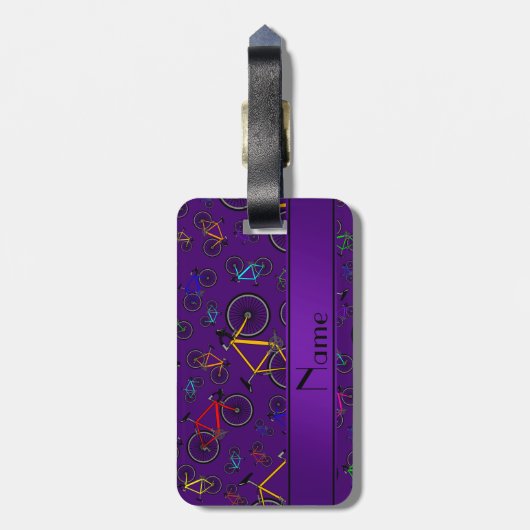 パープル·ロパーソナライズされたード·バイクと呼ぶ ラゲッジタグ (裏面縦)