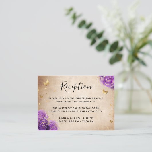 パープル ローズ ゴールド クラウン エレガントなディテール エンクロージャーカード (スタンド正面)