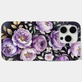 パープル&ローズ フラワー ウォーターカラー フォンケース Case-Mate iPhoneケース (裏面 (横))
