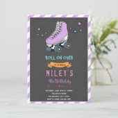 パープル ローラー スケート パーティー招待状 招待状 (スタンド正面)