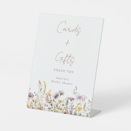 パープル ワイルドフラワーズ ブライダル シャワー カスタム カード ギフト 台座サイン