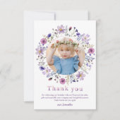 パープル ワイルドフラワー ガール ありがとう フォト カード (正面)