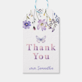 パープル ワイルドフラワー バタフライ バースデー ギフトタグ