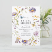 パープル ワイルドフラワー & バタフライ ブライダルシャワー 招待状 (スタンド正面)