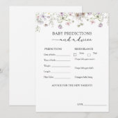 パープル ワイルドフラワー ベイビー アドバイスと予測 招待状 (正面/裏面)