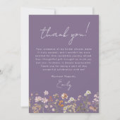 パープル ワイルドフラワー ボヘミアンブライダルシャワー サンキューカード (正面)