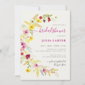 パープル ワイルド オーキッド フラワーズ リース ブライダル シャワー 招待状 (正面)