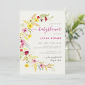 パープル ワイルド オーキッド フラワーズ リース ベビーシャワー 招待状 (スタンド正面)